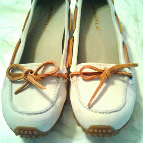 MERRELL Marina Ivory Vibram Sole Leather Moccasins - Picture 7 of 8